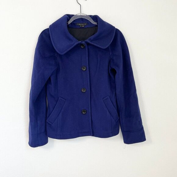 THEORY Olivan 100% Virgin Wool Blazer Winter Casual Purple Size S - Picture 1 of 7